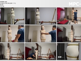 路由工作室_绷带包裹束缚 至今为止紧缚室最严密的束缚造型，绷带包裹麻绳捆在柱子